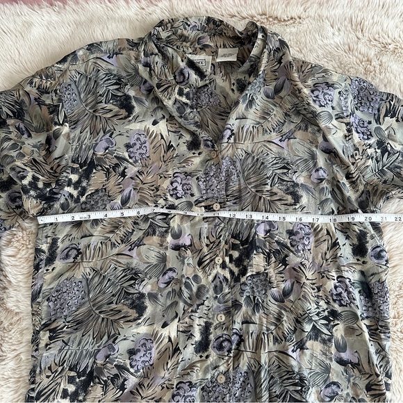 VINTAGE EVIDENCE 100% SILK PATTERNED BLOUSE - M - Picture 11 of 16